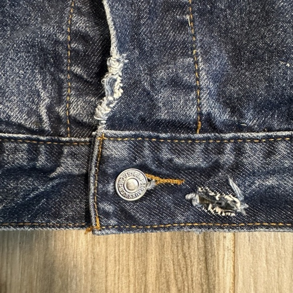 VTG Levis Dark Blue Denim Trucker Standard Jean Jacket 70507 Mens XL Y2K Work - Picture 13 of 16